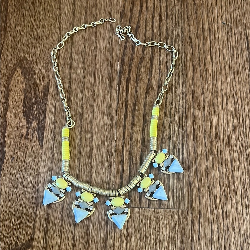 Stella & Dot Gold Necklace with Yellow and Blue Accents